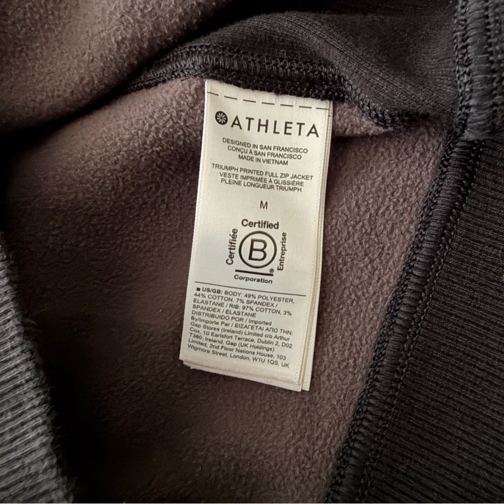 Athleta Triumph Full Zip Jacket Black Gray Camo Size M Gym Sport Sweatshirt - Picture 6 of 12
